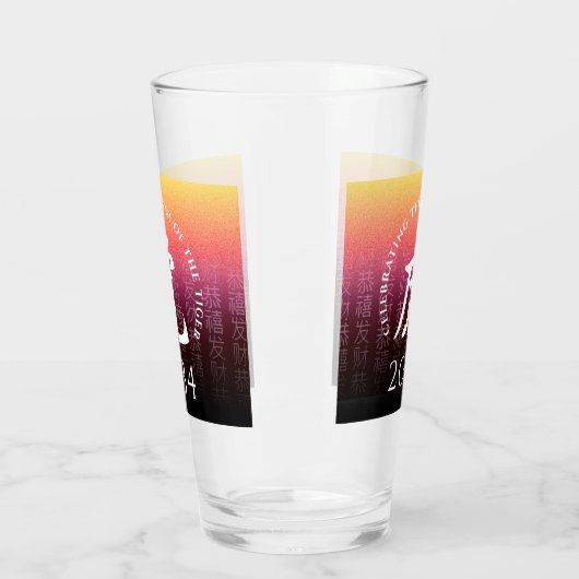 タイガー虎赤金ゴールド中国の〔占星術の〕十二宮図月記号 タンブラーグラス (左)