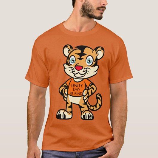 タイガー衣服オレンジシャツユニティおもしろいー Tシャツ (正面)