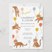 タイガー誕生日パーティーの2つの名前 招待状 (正面)