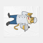 タイガー調理師シェフハットプラッタ フリースブランケット (正面(横))