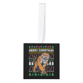 タイガー醜いクリスマスセーター野生生物シリーズ キューブオーナメント (正面)