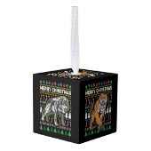 タイガー醜いクリスマスセーター野生生物シリーズ キューブオーナメント (裏面アングル)