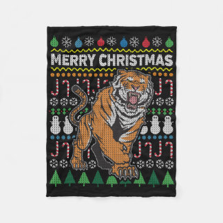 タイガー醜いクリスマスセーター野生生物シリーズ フリースブランケット