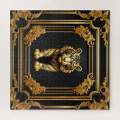 タイガー金ゴールドと黒い装飾枠 ジグソーパズル (横)