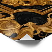 タイガー金ゴールドと黒い装飾枠 ポスター (コーナー)