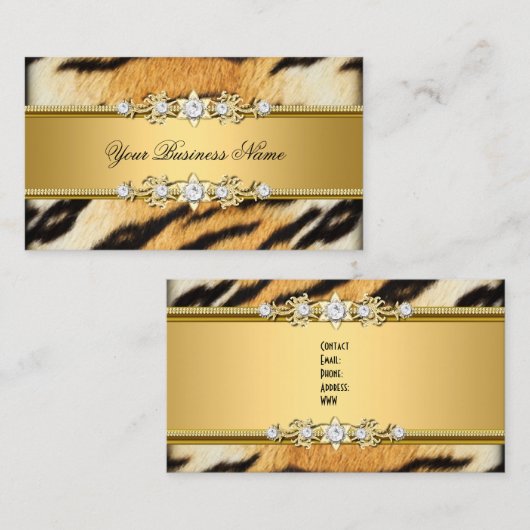 タイガー金ゴールド動物黒い宝石のルックイメージ 名刺 (正面/裏面)