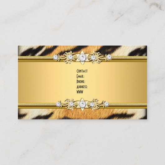 タイガー金ゴールド動物黒い宝石のルックイメージ 名刺 (裏面)