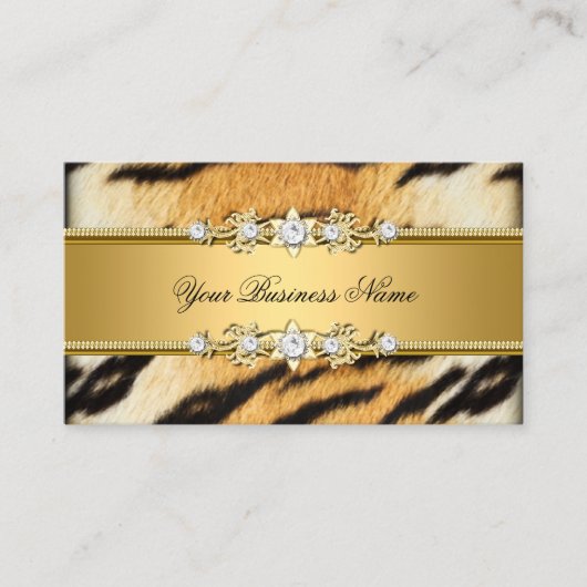 タイガー金ゴールド動物黒い宝石のルックイメージ 名刺 (正面)