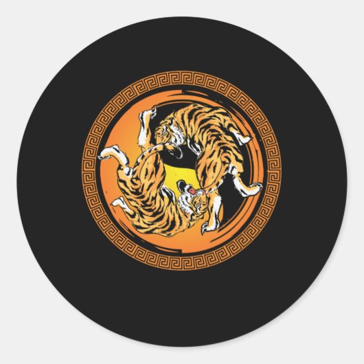 タイガー陰陽調和瞑想中国ヨガギフト ラウンドシール (正面)