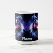 タイガー顔と風光明媚な夕日の風景 コーヒーマグカップ (中央)