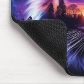 タイガー顔と風光明媚な夕日の風景 マウスパッド (コーナー)