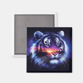 タイガー顔と風光明媚な夕日の風景 マグネット (正面/裏面)