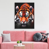 タイガー顔のダーククローズアップ キャンバスプリント (インサイチュ (リビング))