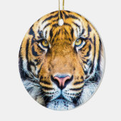 タイガー顔クローズアップモノグラム名 セラミックオーナメント (左)