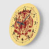 タイガー顔クローズアップ6 ラージ壁時計 (傾斜)