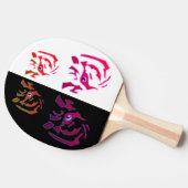 タイガー顔ブラック&ホワイト 卓球ラケット (横)