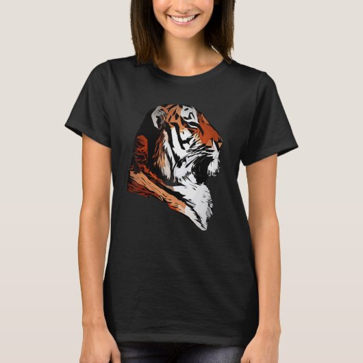 タイガー顔ヘッド大きな猫ウィルと捕食者インプリント Tシャツ (正面)