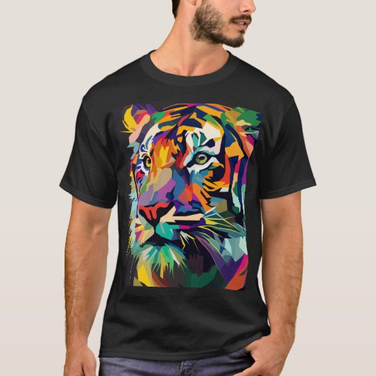 タイガー顔ポップ・アートのアート Tシャツ (正面)