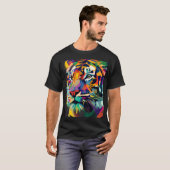 タイガー顔ポップ・アートのアート Tシャツ (正面フル)