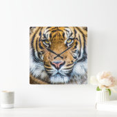 タイガー顔ポートレート スクエア壁時計 (ホーム)