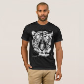 タイガー顔メンズベラ+キャンバスショートスリーブブラック Tシャツ (正面フル)