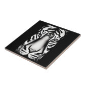 タイガー顔白黒ストライプ タイル (側面)