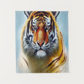 タイガー顔絵画- Striking Wildlife Artwork タペストリー (正面)