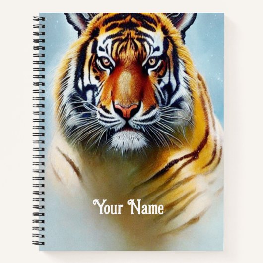 タイガー顔絵画- Striking Wildlife Artwork ノートブック (正面)