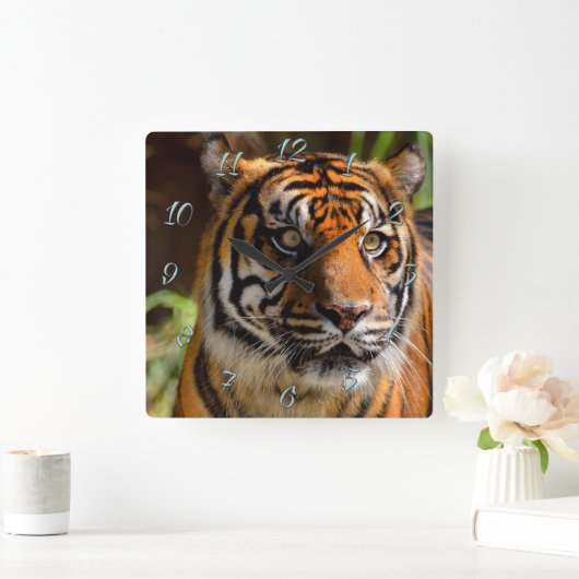 タイガー顔 スクエア壁時計 (ホーム)