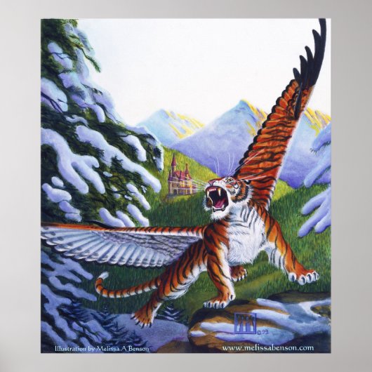 タイガー飛んでいるプリント ポスター (正面)