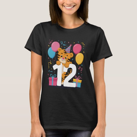 タイガー12歳の男の子の女の子のための誕生日12歳タエル Tシャツ (正面)
