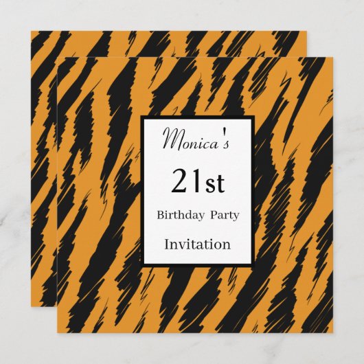 タイガー21歳の誕生日パーティの招待状 招待状 (正面/裏面)