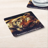 タイガー・ウオッチング スクエアペーパーコースター (アングル)