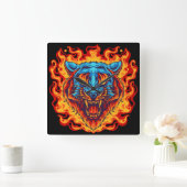 『タイガー・オン・ファイア』 スクエア壁時計 (ホーム)