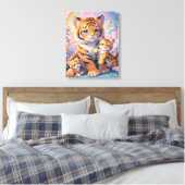 タイガー&カブスアニメーションかわいいパステル キャンバスプリント (インサイチュ (寝室))
