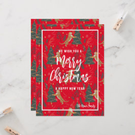 タイガー、クリスマスツリー、メリークリスマスグリーティング 招待状