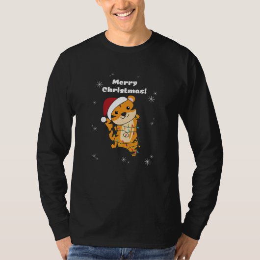 タイガー・クリスマス・雪の冬の動物トラ Tシャツ (正面)
