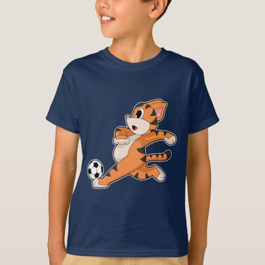 タイガー サッカー プレーヤー サッカー Tシャツ (正面)