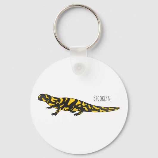 タイガー・サラマンダー漫画イラストレーション キーホルダー (正面)