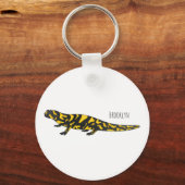 タイガー・サラマンダー漫画イラストレーション キーホルダー (正面)