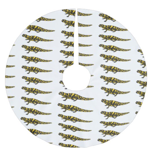 タイガー・サラマンダー漫画イラストレーション ブラッシュドポリエステルツリースカート (正面)