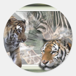 タイガー、ゼブラ、キリン、恋人への贈り物 ラウンドシール