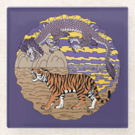 タイガー&ドラゴンガラスのコースター ガラスコースター