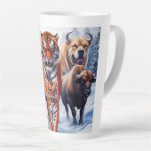 タイガー・バッファロー・ドッグ・アット・ザ・アウトドア カフェラテマグ (右アングル)
