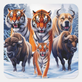 タイガー・バッファロー・ドッグ・アット・ザ・アウトドア スクエアシール
