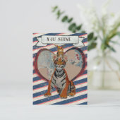 タイガー&フクロウのバレンタインデーのはがき シーズンポストカード (スタンド正面)