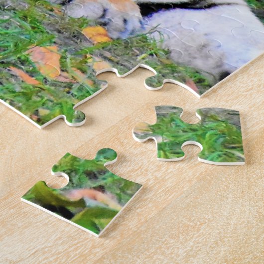 タイガー&ベビーが草の中で美しくポーズを取り合う ジグソーパズル (側面)