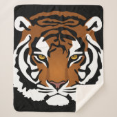 タイガー、ワイルドキャットオンブラック シェルパブランケット (正面)