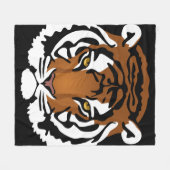 タイガー、ワイルドキャットオンブラック フリースブランケット (正面(横))