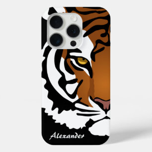 タイガー、ワイルドキャットオンブラック iPhone 15 PROケース